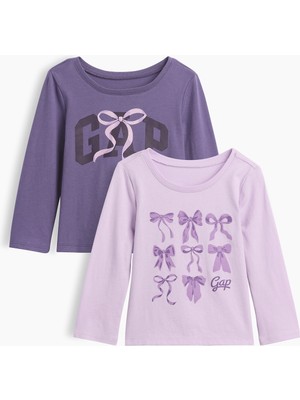 Gap Kız Bebek Lila Grafik Baskılı T-Shirt (2’li)