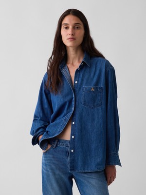 Gap Kadın Mavi Denim Big Gömlek