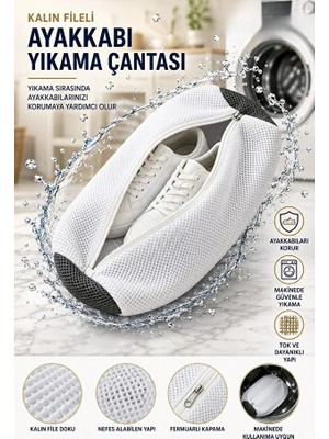 Mor Bebe Premium Ayakkabı Yıkama Çantası Hızlı Kuruyan Tüy Bırakmayan Kalın Fileli Fermuarlı