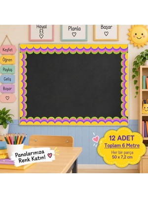 Ti Play Okul Pano Kenar Süsü 03 Sarı Yeşil Dalga 12'li 6 Metre