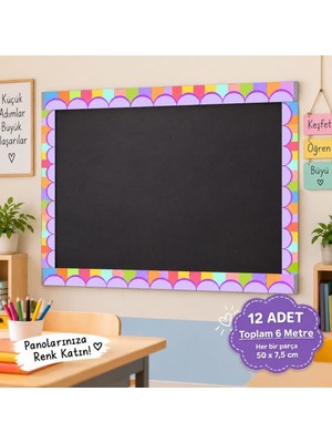 Ti Play Okul Pano Kenar Süsü 01 Mor Gökkuşağı Desen 12'li 6 Metre