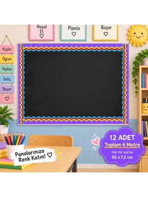 Ti Play Okul Pano Kenar Süsü 06 Turkuaz Renkli Dalga 12'li 6 Metre