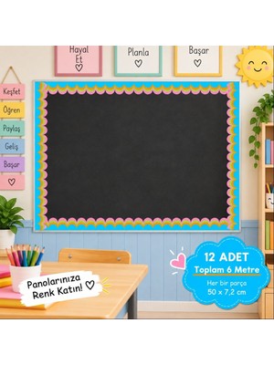 Ti Play Okul Pano Kenar Süsü 05 Mavi Pastel Renkli Dalga 12'li 6 Metre