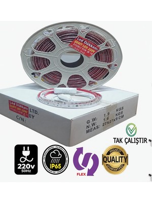 06Gemlight 220V Trafosuz Şerit LED Beyaz Renk (120 Ledli) Açma Kapama Kablolu/ Tak Çalıştır/ 1 Metre