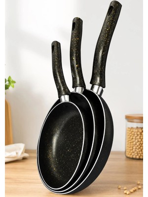 btpeak Çetcook 3'lu Tava Setı 20-24-26 cm Siyah