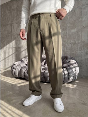 Pileli Store Erkek Rahat Kalıp Pileli Kumaş Pantolon