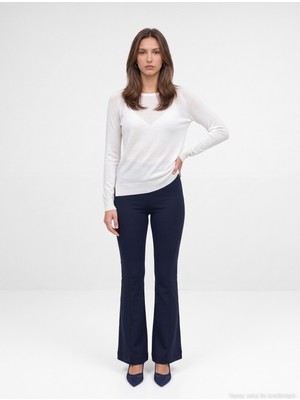 Dilvin 73037 Fermuar Detaylı Flare Pantalon-K.lacivert