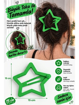 Act Yıldız Toka - Big Hair Clip 15 cm (Yeşil)