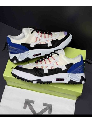 Off-White Erkek Çok Renkli Sneaker - Bağcıklı, Yüksek Tabanlı ve Çapraz Şerit Detaylı Günlük Spor Ayakkabı