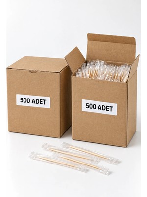 Özkan Ambalaj Temizlik 500 X 2 Paket 1000 Adet Ahşap Jelatinli Poşetli Kürdan