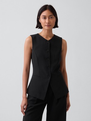 Gap Kadın Siyah High-Neck Longline Yelek