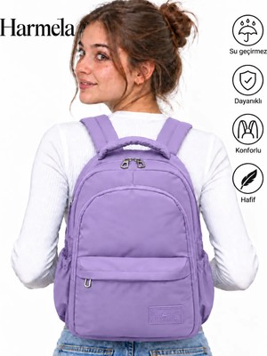 Bevitton Su Geçirmez Kumaş Okul Çantası Moden Unisex Lila Renk Okul Sırt Çantası 2200