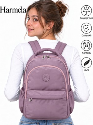 Bevitton Su Geçirmez Kumaş Okul Çantası Moden Unisex Mürdüm Renk Okul Sırt Çantası 2200