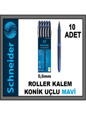 Schneider One Business 0,6 mm Roller Imza Kalemi Mavi 10 Adet