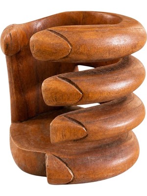 Dünyadan Hediyeler Maun Ağacı Ahşap El Oyması El Şişelik 18X16 cm