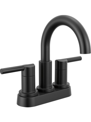 Nicoli Centerset Banyo Bataryası, Mat Siyah 2 Saplı Banyo Bataryası, 3 Delikli Delta Banyo Lavabo Bataryası, Mat Siyah 25749LF-BL