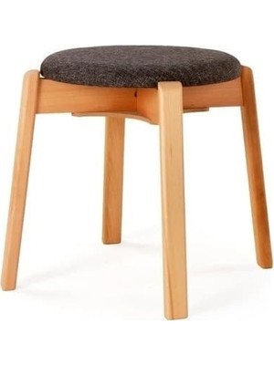 Arc Kayın Puf Tabure Yuvarlak Modern Bench Oturak Tekli (Antrasit)