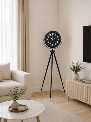 Çetiner Group Siyah Asil Standart Stil Tripod Ayaklı Saat