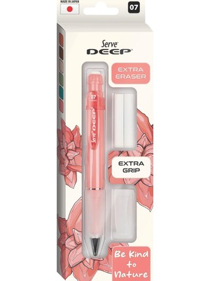 Deep Versatil Kalem 07MM- Toprak Tonları - Yedekli Set (Grip ve Silgi) Mercan