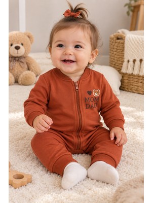 Beniizle Baskılı Unisex 3 Iplik Şardonlu Fermuarlı Bebek Tulum