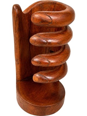 Dünyadan Hediyeler Maun Ağacı Ahşap El Oyması El Şişelik 26X15 cm NO.1118