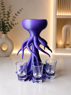 Skygo Revify 3D Baskı Ahtapot Shot Dispenser - Eğlenceli Bardak Dağıtıcı ve Masaüstü Sunum Aparatı