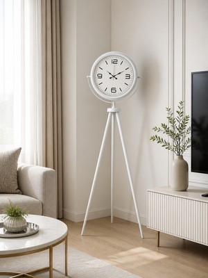 Çetiner Group Modern Line Beyaz Tripod Ayaklı Saat