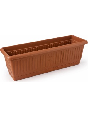 Kemer Balkon Saksısı, Dikdörtgen Plastik Saksı, Kahverengi, Geniş Hazneli, Çiçeklik (50 Cm-9,5 L)