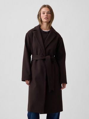 Gap Kadın Koyu Kahverengi Relaxed Wrap Palto