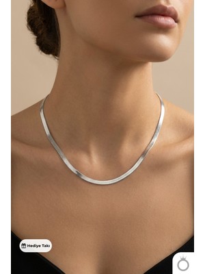 Mavega Kadın Çelik Italyan Zincir Kolye 316L Paslanmaz Kararmaz Gümüş Silver 40+5 cm