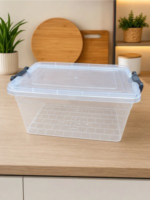 Kitchen Line 8 Litre Kilitli Şeffaf Çok Amaçlı Saklama Kutusu | Kiler, Banyo, Dolap ve Organizer Düzenleyici | Bp