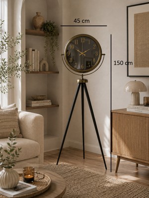Çetiner Group Eskitme Retro Aynalı Tripod 150 x 45 cm Ayaklı Saat