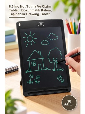 Yenilig 10 Adet LCD Çizim Eğitim Tableti – 8.5 Inç Not Tutma ve Çizim Tableti, Dokunmatik Kalem, Taşınabilir Drawing Tablet