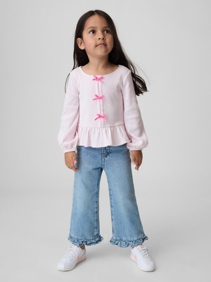 Gap Kız Bebek Açık Mavi Fırfır Detaylı Stride Jean Pantolon