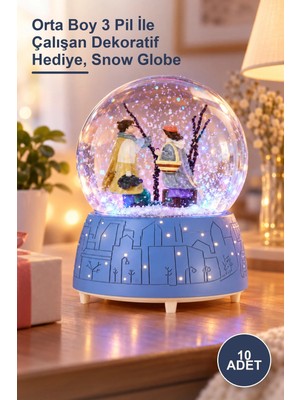 Yenilig 10 Adet Işıklı Müzikli Kar Küresi – Orta Boy 3 Pil Ile Çalışan Dekoratif Hediye, Snow Globe