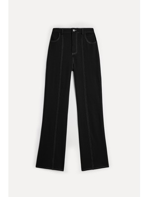 Mudo Kadın Siyah Slim Straight Fit Pantolon