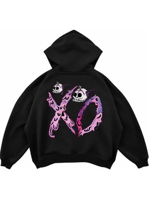 Genosha Xo Baskılı Oversize Hoodie Kapüşonlu Sweatshirt