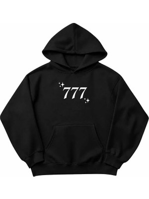 Genosha 777 Baskılı Oversize Hoodie Kapüşonlu Sweatshirt