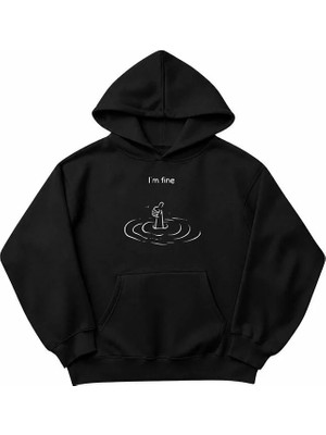 Genosha Im Fine Baskılı Oversize Hoodie Kapüşonlu Sweatshirt