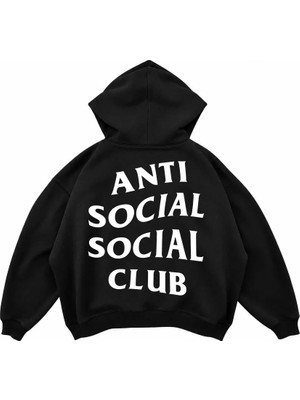 Genosha Anti Social Social Сlub Baskılı Oversize Hoodie Kapüşonlu Sweatshirt