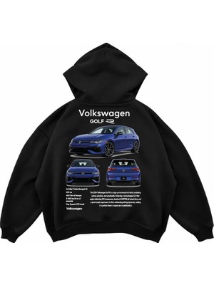 Genosha Golf R Baskılı Oversize Hoodie Kapüşonlu Sweatshirt