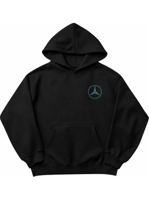Genosha Mercedes Baskılı Oversize Hoodie Kapüşonlu Sweatshirt