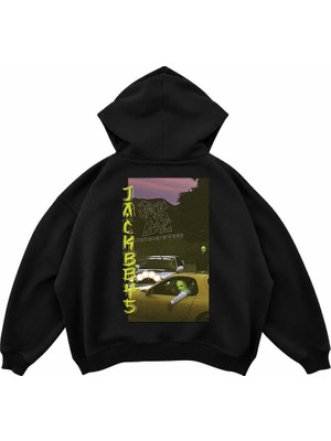 Genosha Jackboys Baskılı Oversize Hoodie Kapüşonlu Sweatshirt