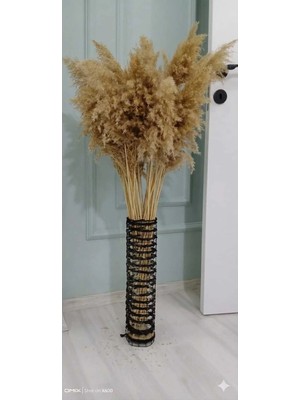 Egindra Metal Halat Örgülü 50 cm Pampas-Kuru Çiçek Vazosu