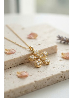 Zenviaa 316L Çelik Zincir Gold Renk Çiçek Model Kadın Kolye ZENVIAA365423