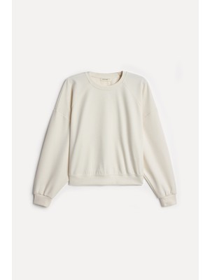 Mudo Kadın Ekru Bisiklet Yaka Sweatshirt