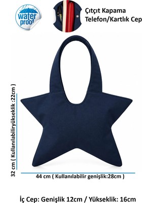 Tuttobene Star Bag Yıldız Çanta Çıtçıtlı Iç Cepli Özel Tasarım Omuz Çantası Su Geçirmez Leke Tutmaz TB052