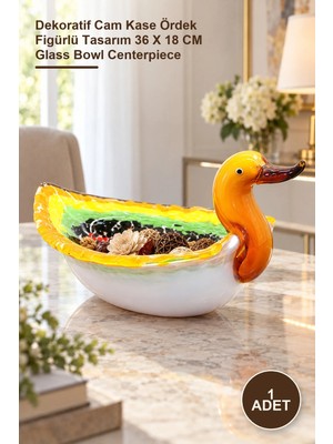 Yenilig 1 Adet Murano Cam Ördek Kase – Dekoratif Cam Kase Ördek Figürlü Tasarım 36 x 18 cm Glass Bowl Centerpiece