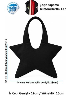 Tuttobene Star Bag Yıldız Çanta Çıtçıtlı Iç Cepli Özel Tasarım Omuz Çantası Su Geçirmez Leke Tutmaz TB052