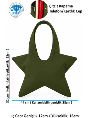 Tuttobene Star Bag Yıldız Çanta Çıtçıtlı Iç Cepli Özel Tasarım Omuz Çantası Su Geçirmez Leke Tutmaz TB052